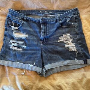 American Eagle Outfitters Blue Distressed Jean Shorts